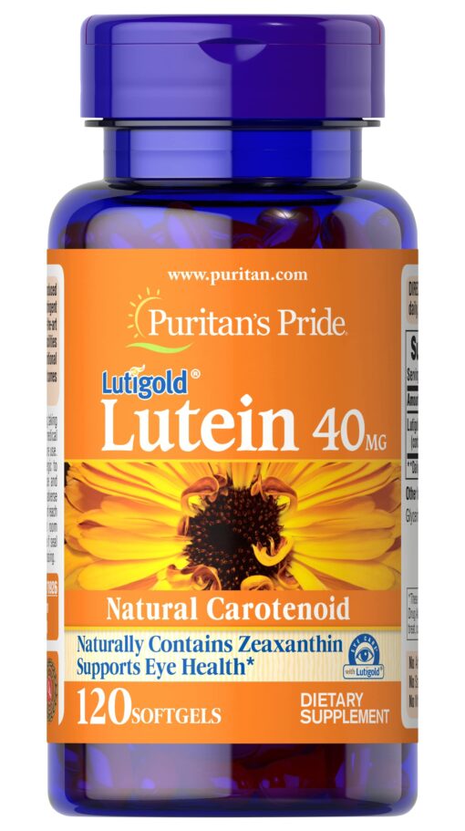 Puritan's Pride Lutein 40 Mg With Zeaxanthin Softgels, 120 Count 120 Count (Pack of 1)