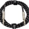 GLS Audio Instrument Cable - 1/4 Inch TS to 1/4 Inch Instrument Cable for Bass/Electric Guitar- Black/Grey Braided Tweed, 6ft 6 Ft. Right-Angle Black Tweed 3 71PIFfaNIXL