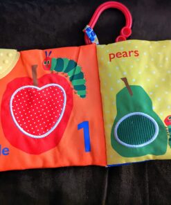 Let's Count Soft Book - World of Eric Carle the Very Hungry Caterpillar Baby on the Go Clip Teething Crinkle Soft Sensory Book for Babies, 5.25x5.25 Inch 45 71PIvnPelpL