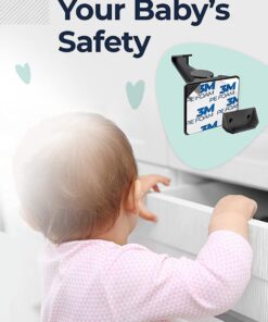 Child Locks for Cabinets and Drawers - 12 Pack - No Drill Baby Proofing Cabinets, Make Baby Safety Easy with Baby Cabinet Locks, These Cabinet Child Locks Secure Drawers, Cupboards, Cabinet in Seconds 12 Count (Pack of 1) 37 71PJsyz8NGL