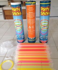 PartySticks Glow Sticks Jewelry Bulk Party Favors 300pk and Connectors - 8" Glow in The Dark Party Supplies, Neon Party Glow Necklaces and Glow Bracelets for Kids and Adults 300 Pack 31 71PKNYFL0 L