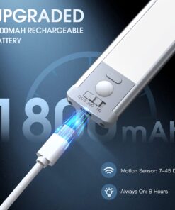 Under Cabinet Lights,40 LED Rechargeable Battery Operated Motion Sensor Light Indoor, 2 Pack Magnetic Dimmable Closet Lights, Wireless Under Counter Lights for Kitchen, Stairs (White Light) 10inch 26 71PLM6uSvYL