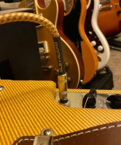 GLS Audio Instrument Cable - Amp Cord for Bass & Electric Guitar - Straight to Right Angle 1/4 Inch Instrument Cable - Brown/Yellow Braided Tweed, 6ft 6 Ft. Right-Angle Gold 38 71PLZE4zqL 1