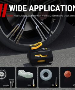 VacLife AC/DC 2-in-1 Tire Inflator - Portable Air Compressor, Pump for Car Tires (up to 50 PSI), Electric Bike 150 PSI) w/Auto Shut-Off Function, Model: ATJ-1666, Yellow (VL708) 36 71PMKOwebjL