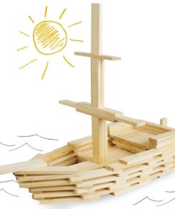 Imagination Generation Constructables! Pine Wood Building Planks, 150 Pieces - Educational Tinker Toys for Kids & Teens - STEM Stacking Blocks for Boys & Girls - Wooden Playset for Learning 12 71PN9qTrVL