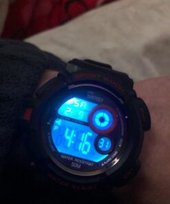 FANMIS Mens Military Multifunction Digital Watches 50M Water Resistant Electronic 7 Color LED Backlight Black Sports Watch red 37 71PNKHlFs4L