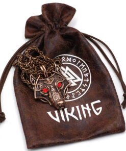 GuoShuang Norse Vikings Pendant Necklace Norse Wolf Head Necklace Original Animal Jewelry Wolf Head hange with Valknut Gift Bag Design 11# 3 71PNUgblxiL