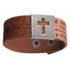 Leather Names of Jesus Christian Wristband w/Metal Cross Slide