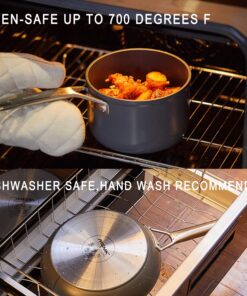 MSMK 10-Piece Pots and Pans Set non stick, Durable and Stable Cookware Sets for building a starter kitchen or refreshing, Even Heating, Easy Clean-Up, Comfortable Handling, Induction Compatibility Cookware Set(10-piece) 27 71PO7Y0KMLL