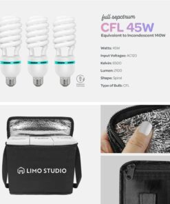 LimoStudio, 700W Output Lighting Series, LMS103, Soft Continuous Lighting Kit for White and Black Umbrella Reflector with Accessory and Carry Bag 32 71POQeuMTKL