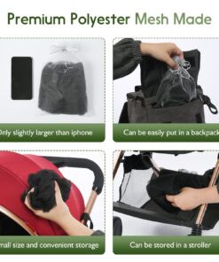 Mosquito Net for Stroller - V-Fyee Durable Baby Stroller Mosquito Net Perfect Bug Net for Strollers, Bassinets, Cradles, Playards, Pack N Plays and Portable Mini Crib (Black) Black 10 71PR0rZxR3L