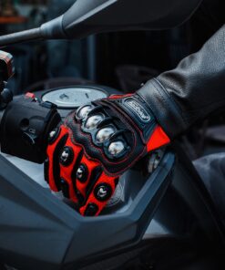 ILM Alloy Steel Touchscreen Bicycle Motorcycle Motorbike Powersports Racing Gloves (L, RED) Model 10C Large 11 71PR2bpLjS