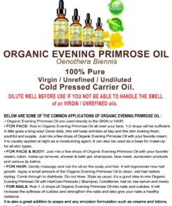 Botanical Beauty ORGANIC EVENING PRIMROSE OIL. 100% Pure/Natural/Undiluted/Unrefined/Certified Organic/Cold Pressed Carrier Oil. 0.5 Fl.oz.- 15 ml 0.5 Fl Oz (Pack of 1) 17 71PR7HUTBML 1