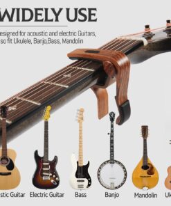 Capo Guitar Capo with Pick Holder for Acoustic and Electric Guitar, Ukelele, Bass, Banjo with Guitar Picks (rose wood) rose wood 30 71PRPcUhIML