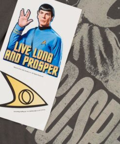 Popfunk Classic Star Trek Spock Live Long and Prosper T Shirt & Stickers Large Star Trek - Charcoal 13 71PRQUvllBL