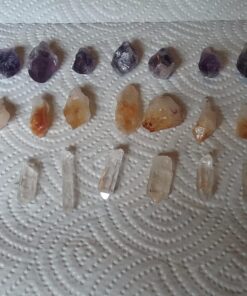 Fantasia Materials: 30 Small Points for Jewelry Making and Wire Wrapping - Citrine, Amethyst, and Clear Crystal Quartz Points A: Small C: Select # of Pieces Per Type: 10 Pcs (30 Total) 36 71PRfMRZmxL