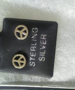 Sterling Silver Peace Sign Stud Earrings 6MM Peace 21 71PRhnvt9RL