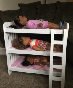 Badger Basket Toy Doll Triple Doll Bunk Bed with Ladder, Bedding, and Personalization Kit for 20 inch Dolls - Pink Gingham 47 71PRnU 3D L