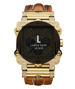 JBW Men's Luxury Phantom 1.00 ctw Diamond Chronograph Wrist Watch with Leather Band Brown/Gold 13 71PS5BZ9jrL