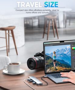 Hiearcool USB C Hub, USB C Multi-Port Adapter for MacBook Pro, 7 in 1 USB C to HDMI Hub Dongle Compatible for USB C Laptops and Other Type C Devices (4K HDMI USB3.0 SD/TF Card Reader 100W PD) Space grey 31 71PSC6ywBOL