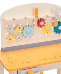 Amazon Basics Wooden Play Toy Tool Set and Workbench for Toddlers, Preschoolers, Children Age 3+ Years, 36 cm D x 58 cm W x 77.9 cm H, Multicolor 14 71PTQ6vZFBL