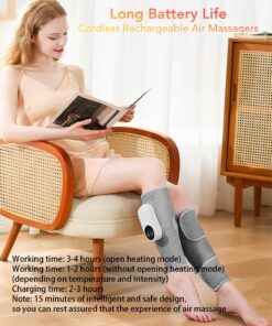 LINGTENG Leg Massager for Circulation and Pain Relief, Calf Air Compression Massager with Heat, Leg Massager with 3 Intensities, 3 Modes, Easy to use, Muscle Relaxation, Gifts (Pair) Gray 41 71PTnX7On5L
