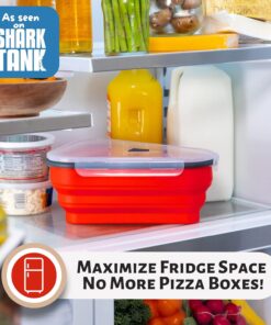The Perfect Pizza Pack™ - Reusable Pizza Storage Container with 5 Microwavable Serving Trays - BPA-Free Adjustable Pizza Slice Container to Organize & Save Space, Red 1 Pack 25 71PU6BJwylL