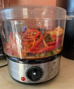 OVENTE 2 Tier Electric Food Steamer for Cooking Vegetables, Stainless Steel Base, Stackable and Dishwasher Safe Baskets, 400W with Auto Shutoff and 60-Minute Timer, 5 Quart Capacity, Silver FS62S 2-Tier 28 71PUNu5JdoL