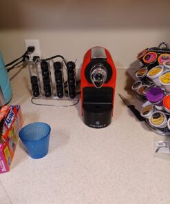 ChefWave Espresso Machine and Coffee Maker (Red) - Compatible with Nespresso Original Capsules, Programmable, One-Touch, Italian, 20 Bar High Pressure Pump Bundle with Pod Holder and Glasses Red 24 71PVYEFx7mL