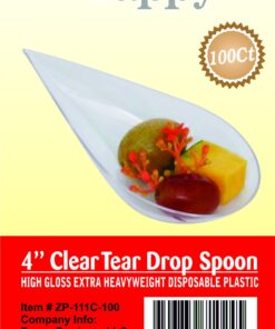 Zappy - 100 Clear 4 Inches Plastic Tear Drop Appetizer Spoon Clear Plastic Spoon Tasting Spoons Soup Spoons/Asian Spoon Dessert Dish Bowls Teardrop Plates Spoons 24 71PW5GMUXyL