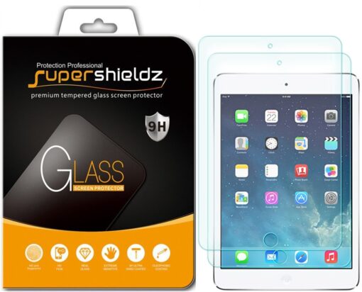 Supershieldz (2 Pack) Designed for Apple iPad 9.7 inch (2018 and 2017), iPad Pro 9.7 inch, iPad Air 2 and iPad Air 1 (9.7 inch) Tempered Glass Screen Protector, Anti Scratch, Bubble Free