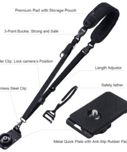 waka Rapid Camera Neck Strap with Quick Release and Safety Tether, Adjustable Camera Shoulder Sling Strap for Nikon Canon Sony Olympus DSLR Camera - Black 26 71PWHPQGjL