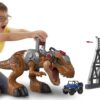 Fisher-Price Imaginext Jurassic World T. rex Dinosaur Toy with Owen Grady Figure, Light-Up Eyes & Chomping Action for Ages 3+ Years, 7-Piece Set (Amazon Exclusive)