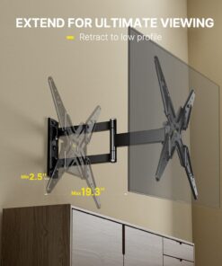 TV Mount, Full Motion TV Wall Mount Swivel Tilt for 26-60 Inch TVs and Monitors up to 70lbs, Single Stud Corner Outdoor Wall Mount TV Bracket Articulating Extension Leveling Max VESA 400X400mm 26 71PXzuclmFL