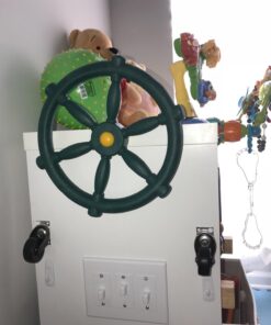 Jungle Gym Kingdom Playground Accessories - Pirate Ship Wheel for Kids Outdoor Playhouse, Treehouse, Backyard Playset Or Swingset - Wooden Attachments Parts (Green) Green Wheel 37 71PZbtQwdvL
