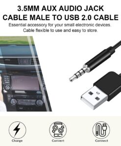 Coomoors USB to 3.5mm Jack Audio Adapter, Male AUX Audio Jack to USB 2.0 Male Charge Cable Adapter Cord for iPod Shuffle MP3 Player Headphones Speakers and Other Devices(3.3FT) 1 12 71PZc5BLdOL