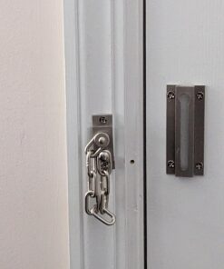 Defender Security U 10304 Chain Door Guard – Door Chain Lock for Door and Home Security, 3-5/16 In., Solid Brass Construction with a Satin Nickel Finish (Single Pack) 19 71PbpwTEA7L