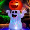 Zukakii 5Ft Halloween Decorations Inflatable Pumpkin Ghost Built-in 360° Rotating Magic Colorful Led Lights, Halloween Blow Up Cute Decor Clearance for Indoor Outdoor Home/Holiday/Party/Yard/Lawn 5FT Halloween Inflatable 55 71Pc2Aib9KL