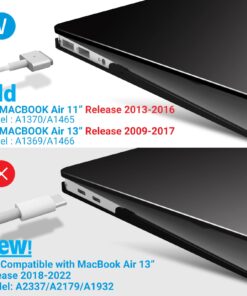 IBENZER Compatible with MacBook Air 11 Inch Case Model A1370 A1465, Soft Touch Plastic Hard Shell Case Bundle with Keyboard Cover & Screen Protector for Mac Air 11, Black, A11BK+2 For Macbook Air 11'' A1465/A1370 12 71PcMO9SkAL