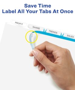 Avery 5-Tab Binder Dividers, Easy Print & Apply Clear Label Strip, Index Maker, White Tabs, 25 Sets (11446) 5 tab 9 71PdJO7DthL