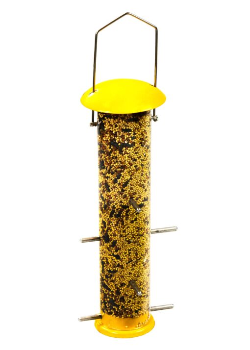 Ashman Bird Feeder Yellow Color (1 Pack), Metal Top and Bottom, Spacious Design, Attractive & Long Lasting, Fill it with Sunflower Black Oil Seeds, Clean and Fill, Great Gift for Friends and Family. 1