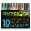 Crafty Croc Liquid Chalk Markers, 10 Pack Earth Colors, Chalk Ink Pens, Medium Tip 6mm 10 Pack Earth Tone Bold (6mm) 23 71Pe8F10giL