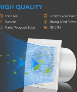 Hon&Guan 6'' Wall Exhaust Fan Through Wall Fan, 116 CFM Garage Exhaust Fan Bathroom Wall Exhaust Fan for HVAC System, Super Silent, Strong Exhaust Fan 150C HGA-C 12 71PfD2Yl3L