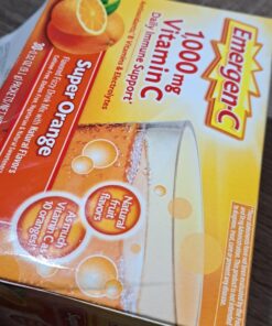 Emergen-C 1000mg Vitamin C Powder for Daily Immune Support Caffeine Free Vitamin C Supplements with Zinc and Manganese, B Vitamins and Electrolytes, Super Orange Flavor - 30 Count 30 Count (Pack of 1) 29 71PfdzMw WL