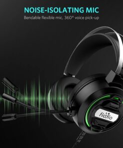 FIODIO Gaming Headset with Surround Sound Stereo for Xbox One PC Switch Tablet, Noise Cancelling Over Ear Headphones with Mic LED Light 13 71PffuDcv S