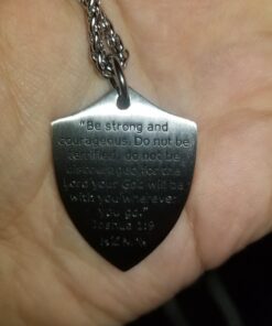 HZMAN Knights Templar Cross Joshua 1:9 Shield Stainless Steel Pendant Necklace with 22+2 inch Chain Silver Red 22 71Pg 7DvFdL