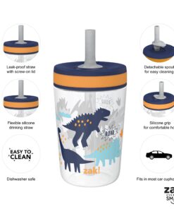 Zak Designs Kelso Toddler Cups For Travel or At Home, 15oz 2-Pack Durable Plastic Sippy Cups With Leak-Proof Design is Perfect For Kids (DinoRoar, Zaksaurus) DinoRoar & Zaksaurus 17 71PgMbgwWrL