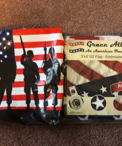 American Flag 3x5 Outdoor by Grace Alley, Embroidered Stars, Sewn Stripes, Heavy Duty, Hand Made and Fade Resistant - Long Lasting Nylon & Brass Grommets for Commercial Grade Durability, 100% Made in USA 50 71PhQnc mDL