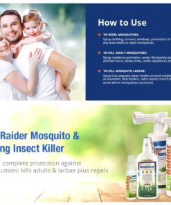 EcoRaider Mosquito Spray, Triple-Action, Repellent Plus Kills Mosquito Adult & Larva, Natural & Non-Toxic, Water-based Non-Sticky 8 Oz 8 71PhT9PmpaL