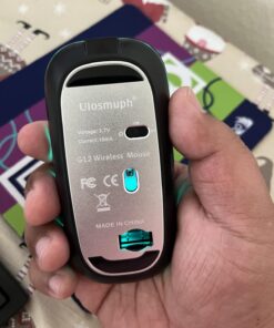 Uiosmuph LED Wireless Mouse, G12 Slim Rechargeable Silent Mouse, 2.4G Portable USB Optical Computer Mice with USB Receiver and Type C Adapter (Matte Black) Matte Black 36 71PhUeUS7EL